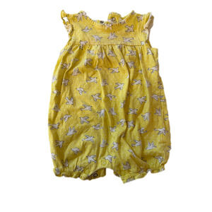 Baby Girl Carter's Romper 9 Months Yellow Bird Print